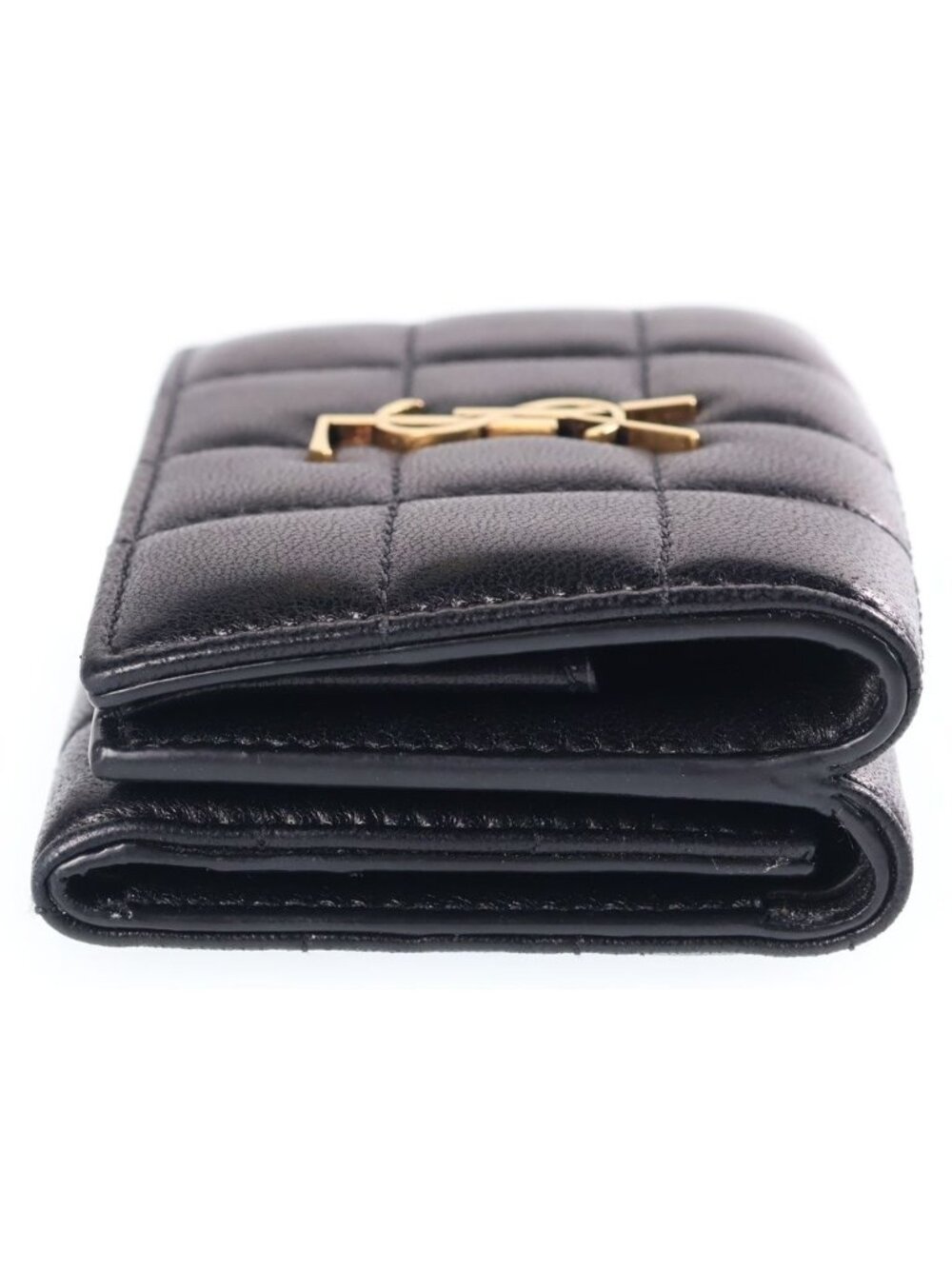 Saint Laurent Paris Trifold Wallet Compact Lambskin Black - Picture 3 of 6